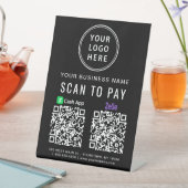 Logo Scan to Pay CashApp Zelle QR Codes Black Sockelschild (In Situ)