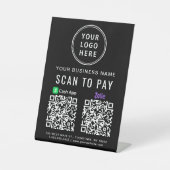 Logo Scan to Pay CashApp Zelle QR Codes Black Sockelschild (Vorderseite)