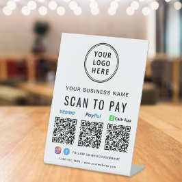 Logo-Scan zur Bezahlung Paypal Venmo CashApp QR Co Sockelschild