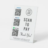 Logo-Scan zur Bezahlung Paypal Venmo CashApp QR Co Sockelschild (Vorderseite)