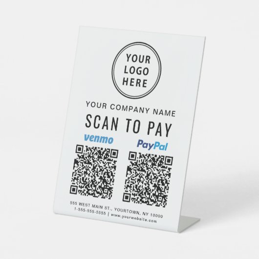 Logo-Scan zur Bezahlung Paypal Venmo QR Codes Sockelschild (Vorderseite)