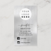 Logo Schmuck Card Social Media Silver Gray Shop Visitenkarte (Rückseite)