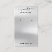 Logo Schmuck Card Social Media Silver Gray Visitenkarte (Vorderseite)