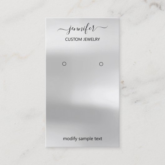 Logo Schmuck Card Social Media Silver Gray Visitenkarte (Vorderseite)