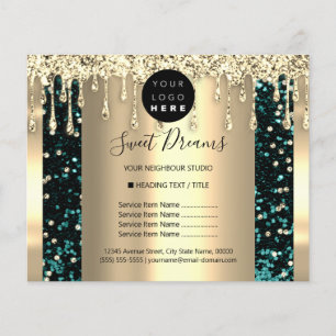 Logo Schönheit Make-up Nägel Preisliste Gold Türki Flyer