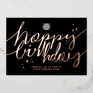Logo Schrift Geschäft Geburtstag Rose Gold Karte