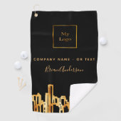 Logo Schwarz Gold City Skyline Business Real Anwes Golfhandtuch (Insitu)