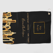 Logo Schwarz Gold City Skyline Business Real Anwes Golfhandtuch (Horizontal)