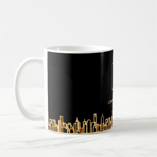 Logo Schwarz Gold City Skyline Business Real Anwes Kaffeetasse (Links)