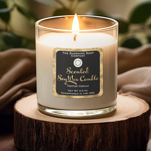 Logo "Schwarz-Gold-Duftkerzennadel" Quadratischer Aufkleber