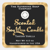 Logo "Schwarz-Gold-Duftkerzennadel" Quadratischer Aufkleber (Vorderseite)