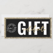 Logo Schwarz Gold Glitter Geschäft Geschenkgutsche (Vorderseite)