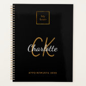 Logo schwarz gold Monogramm modern 2023 Business Planer (Vorderseite)