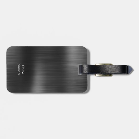 Logo Schwarz graue Imitate aus Metall gestylt hinz Gepäckanhänger (Rückseite horizontal)