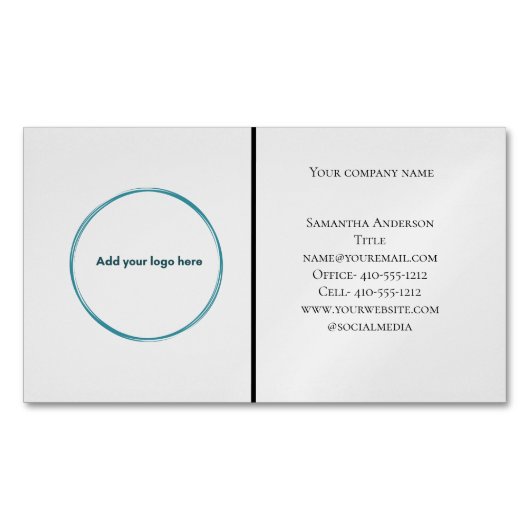 Logo Schwarz-weiß Grau Minimalistisch Beruflich Magnetische Visitenkarte (Vorderseite)