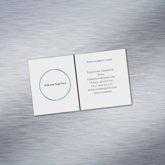 Logo Schwarz-weiß Grau Minimalistisch Beruflich Magnetische Visitenkarte (Beispiel)