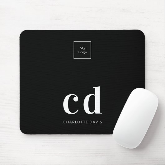 Logo-Schwarz-weiß-Monogramm-Initialgeschäft Mousepad (Mit Mouse)