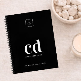 Logo-Schwarz-weiß-Monogramm-Initialgeschäft Notizblock