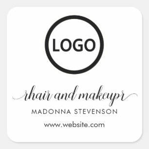 Logo Schwarz-weiße einfache Typografie Haaremakeup Quadratischer Aufkleber