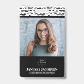 Logo-Schwarz-weiße Mitarbeiter Ausweis (Front)