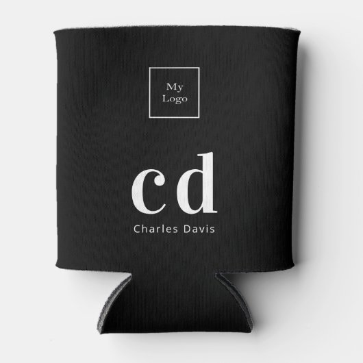 Logo-Schwarz-weißer Name Dosenkühler (Vorderseite)