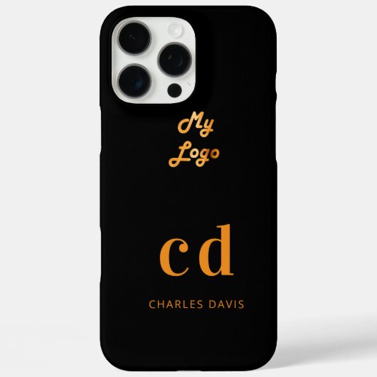 Logo schwarze Gold Monogramm Initialen Geschäft Case-Mate iPhone Hülle (Rückseite)