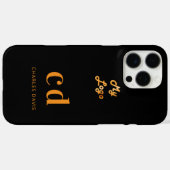 Logo schwarze Gold Monogramm Initialen Geschäft Case-Mate iPhone Hülle (Rückseite (Horizontal))