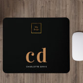 Logo schwarze Gold Monogramm Initialen Geschäft Mousepad