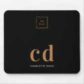 Logo schwarze Gold Monogramm Initialen Geschäft Mousepad (Vorne)