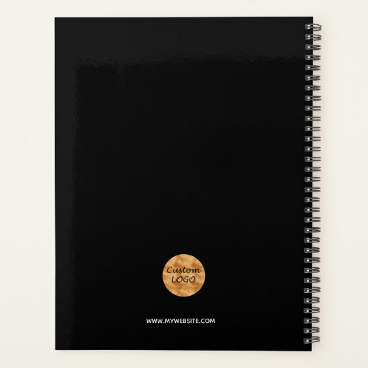 Logo schwarze Gold Monogramm Initialen Geschäft Planer (Rückseite)