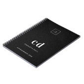 Logo-Schwarzleder-Monogramm-Initialen Notizblock (Linke Seite)