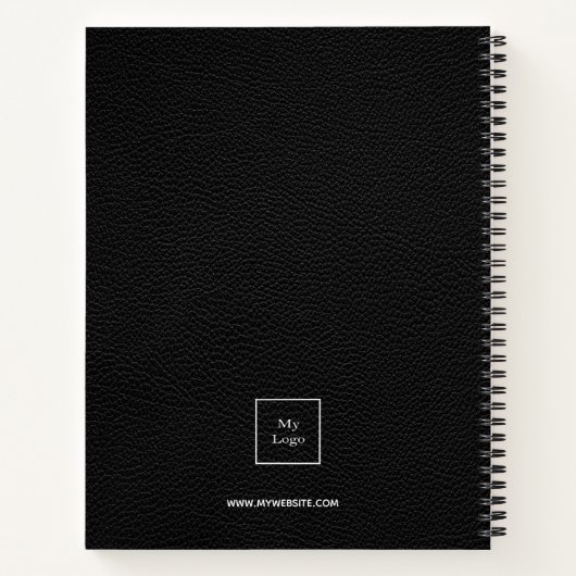 Logo-Schwarzleder-Monogramm-Initialen Notizblock (Rückseite)