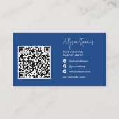 Logo script white blue hair makeup qr code visitenkarte (Rückseite)