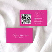 Logo script white hot pink hair makeup qr code visitenkarte