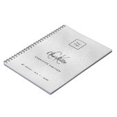 Logo silber monogramm modernes Geschäft Notizblock (Linke Seite)