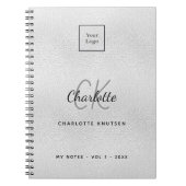 Logo silber monogramm modernes Geschäft Notizblock (Vorderseite)