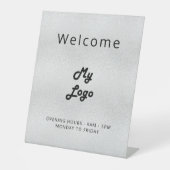 Logo-Silber-Willkommensgeschäft Sockelschild (Vorderseite)