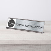 Logo Silver Corporate Business Office-Schreibtisch Schreibtischnamensplakette (Vorderseite )