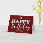 Logo Silver Letters Burgundy Business Geburtstag Karte (Gelbe Blume)