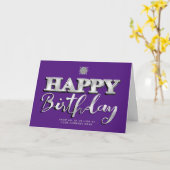 Logo Silver Letters Lila Business Geburtstag hinzu Karte (Gelbe Blume)