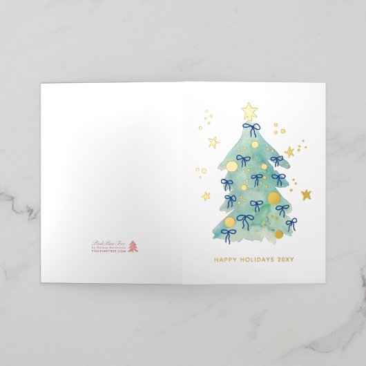 Logo Simple Christmas Tree Blue Ribbons Business (Äußere Ablage)