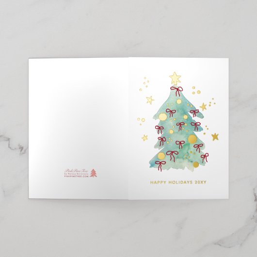 Logo Simple Christmas Tree Red Ribbons Business (Äußere Ablage)