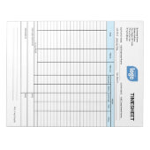 Logo Simple Employee Business Time Sheet Notepad Notizblock (Vorderseite)