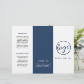 Logo Simple Navy Blue Trifold Broschüre (Stehend Vorderseite)