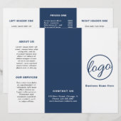 Logo Simple Navy Blue Trifold Broschüre (Vorne/Hinten)