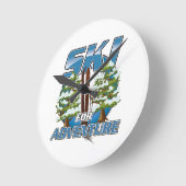 Logo "Ski for Adventure" Runde Wanduhr (Winkel)