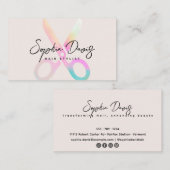 Logo-Skript für moderne Haarstylist Holograph-Sche Visitenkarte (Vorne/Hinten)