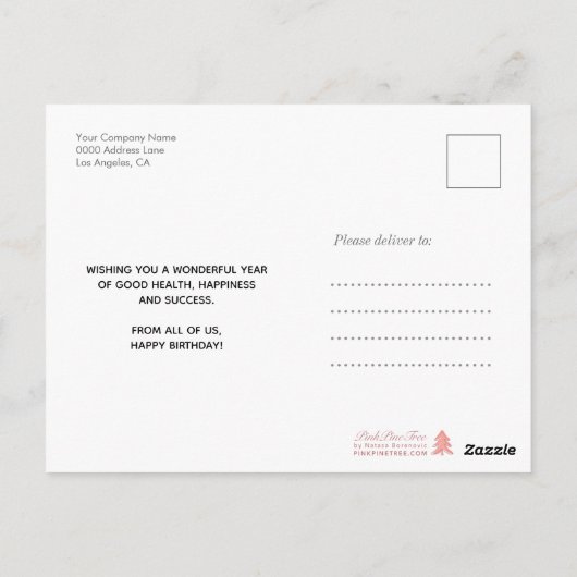 Logo-Skript Minimal Black Business Happy Geburtsta Postkarte (Rückseite)