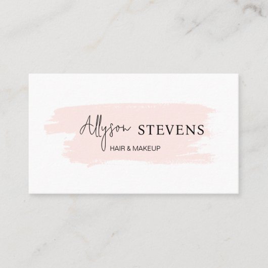 Logo-Skript rosa Pinselspitze Haar Make-up qr-Code Visitenkarte (Vorderseite)