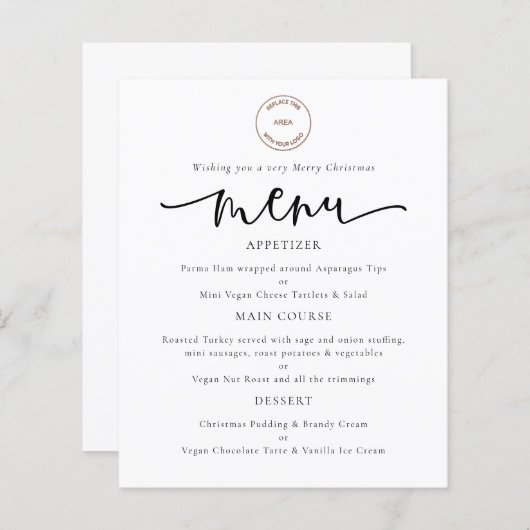 Logo-Skript Weihnachtsmenü für Unternehmen (Vorne/Hinten)